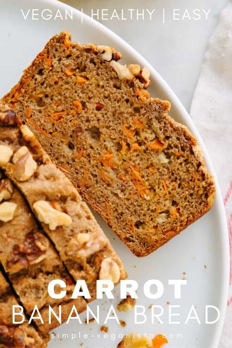 Vegan Banana Carrot Bread, Banana Carrot Bread Recipe, Carrot Banana Bread Recipe, Carrot Banana Bread, Banana Carrot Bread, Carrot Bread Recipe, Carrot Banana Cake, Carrot Bread, Light Breakfast