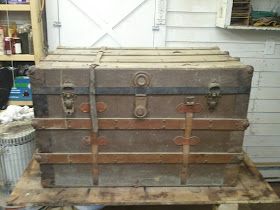 John Mark Power, Antiques Conservator: Steamer Trunk (ca. 1908) Old Trunk Redo, Antique Trunk Makeover, Steamer Trunk Makeover, Antique Wine Rack, Trunk Redo, Antique Trunk Restoration, Vintage Steamer Trunk, Trunk Makeover, Trunks For Sale