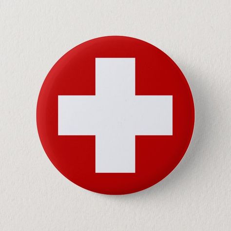 Swiss Red Cross Emergency Roundell Pinback Button - Switzerland gift idea Swiss Flag, Military Aviation, Pinback Button, Houston Astros Logo, Red Cross, Wedding Pinterest, Creative Space, Sign Poster, Custom Accessories