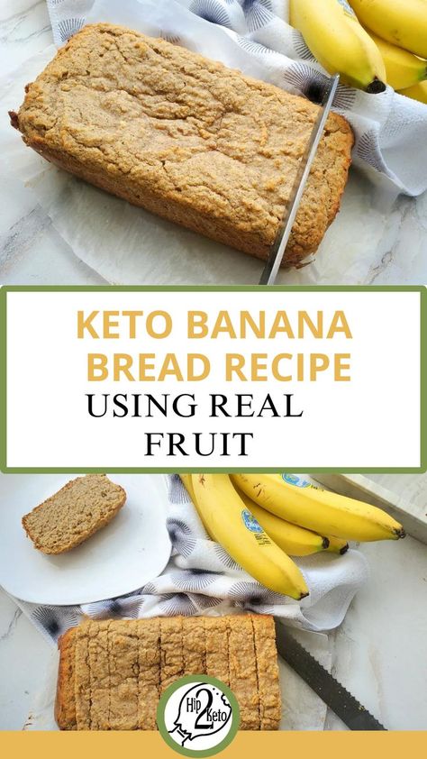 Best Keto Banana Bread Ever (Yes... We Made a Fruit-Based Bread KETO!) Monk Fruit Banana Bread, Banana Bread Keto Recipe, Keto Banana Nut Bread, Low Carb Banana Bread Recipe, Low Carb Banana Recipes, Keto Banana Recipes, Sugar Free Banana Bread Recipe, Banana Bread Keto, Keto Banana Bread Recipe