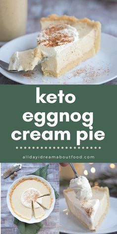 Eggnog Cream Pie, Low Carb Holiday Desserts, Keto Eggnog, Holiday Desserts Thanksgiving, Eggnog Pie, Low Carb Christmas, Keto Holiday Recipes, Low Carb Holiday, Desserts Christmas