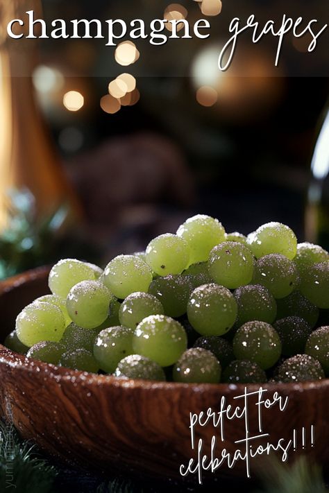 Champagne Grapes are perfect for holiday parties, snacking, garnishing, or pairing with cheese and wine for a touch of elegance. Wine Soaked Grapes, Champagne Garnish, Grape Recipe, 12 Grapes, Cookie Dough Pie, Boozy Baking, Wine And Grapes, Champagne Grapes, Breakfast Donuts