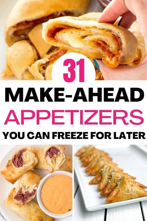 Freezer Appetizers, Freezable Appetizers, Freezer Meal Party, Easy Make Ahead Appetizers, Best Frozen Meals, Christmas Appetizers Easy, Frozen Appetizers, Holiday Appetizers Easy, Freezable Meals