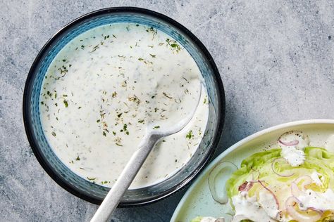 The original dressing served in the 1950s at Hidden Valley Ranch, a guest ranch near Santa Barbara, Calif., was made mostly from dry herbs and aromatics To recreate that taste, this recipe, from the “Ranch” cookbook (Dovetail, 2018) by Abby Reisner, with recipes by Eleanore Park, is made with garlic powder instead of garlic, dried parsley instead of fresh, and so on It makes enough seasoning mix for about 4 cups dressing; you can mix it, store it, then add dairy as needed Sauce Gribiche, Pepperoni Pasta, Garlic Recipe, Vegetarian Comfort Food, Salmon And Shrimp, Quick Pasta, Shrimp And Vegetables, Ranch Dressing Recipe, Slow Cooker Bbq