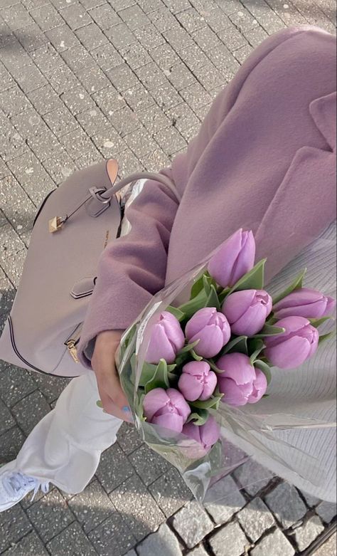 Balcony Office, Office Corner, Bedroom Garden, Lavender Aesthetic, Garden Balcony, Tulip Bouquet, Nothing But Flowers, Purple Tulips, Flower Therapy