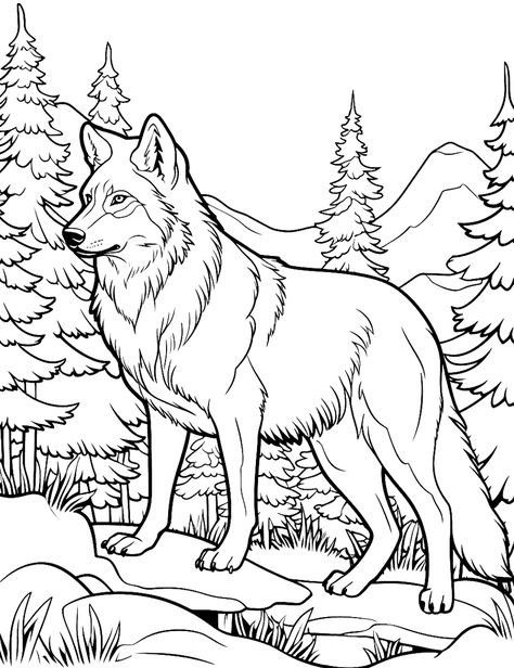 Wolf Coloring Pages Free Printable, Adult Coloring Book Pages Free Printable, Forest Animals Coloring Pages, Animal Coloring Pages Free Printable, Wolf Coloring Pages, Forest Coloring Pages, Wolf Colors, Shark Coloring Pages, Bunny Coloring Pages