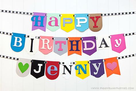 Check out this cute birthday banner from Piggy Bank Parties....Jenny, cute name! :) Happy Birthday Jenny, Ten Cute, Diy Party Banner, Friends Birthday Cake, Happy Birthday Signs, Hodge Podge, Birthday Name, Cute Birthday, Birthday Treats