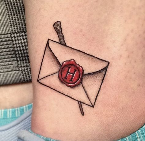 Hogwarts Letter Tattoo, Hogwarts Tattoo, Harry Potter Letter, Letter Tattoo, Hogwarts Letter, Tattoo Lettering, New Tattoos, Sleeve Tattoos, Hogwarts