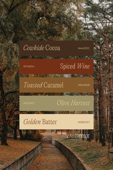 Fall Colors With Hex Codes, Rare Colors Names Aesthetic, Fall Hex Color Palette, Coloring Palette Ideas, Fall Hex Codes, Luxury Brand Palette, May Color Palette, Tuscan Color Palette, Color Palette Website