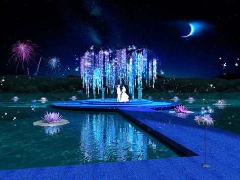 Avatar Wedding, Pandora Wedding, Avatar Theme, Water Wedding, Avatar Pandora, Wedding Spot, Wedding Place Settings, Water Party, Gala Events