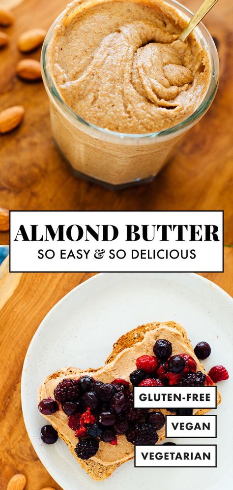 Homemade almond butter is affordable, and even more DELICIOUS than store-bought! It’s rich, creamy, and SO easy to make. Learn how to make it with our recipe and tips. #almondbutter #nutbutter #healthyrecipe #paleorecipe #cookieandkate Homemade Almond Butter Recipe, Almond Butter Recipe, Homemade Almond Butter, Almond Butter Recipes, Almond Butter Cookies, Overnight Oat, Butter Recipes, Nut Butters, Recipes Breakfast