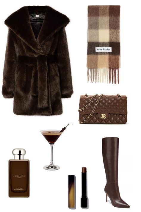 Brown Outfit Layout, Espresso Girl Outfit, Espresso Aesthetic Outfit, Chocolate Girl Aesthetic Outfits, Espresso Brown Outfit, Outfit Ideas Layout Winter, Winter Outfits Layout, Winter Brown Aesthetic, Sade Girl Aesthetic Outfit