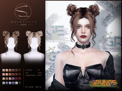 The Sims Resource - Grunge hairstyle ( Updo )030424 Grunge Hairstyle, Hair Ts4, Hair Messy Bun, Feminine Hair, Ts4 Hair, Sims 4 Cc Hair, 4 Hairstyles, Hairstyle Updo, Sims 4 Cc Eyes