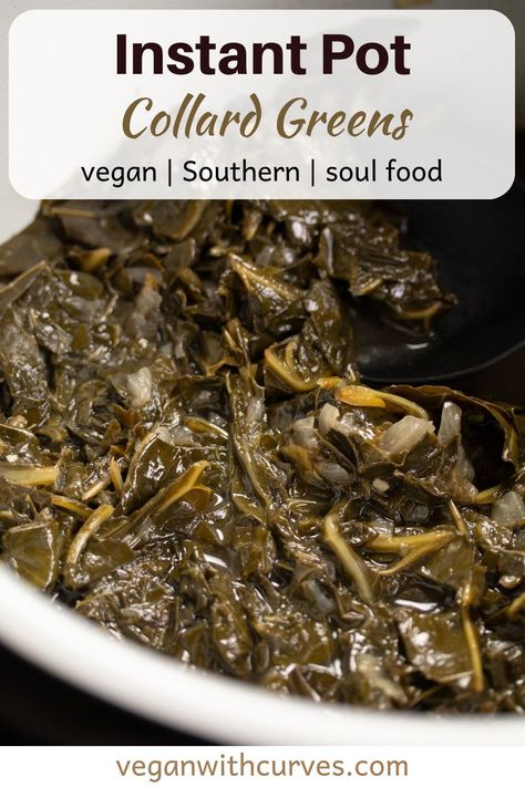 Vegan soul food is just as good and these pressure cooker collard greens don't disappoint! With using your Instant Pot, you will have this Southern classic ready in under an hour. It is easy to make and perfect to serve with some black eyed peas for Thanksgiving, New Year's, or Sunday dinner! Soul Food Meal Prep, Pressure Cooker Collard Greens, Vegan Pressure Cooker, Collard Green Seasoning, Greens Recipe Soul Food, Vegan Collard Greens, Food Meal Prep, Beans And Quinoa, Vegan Soul Food