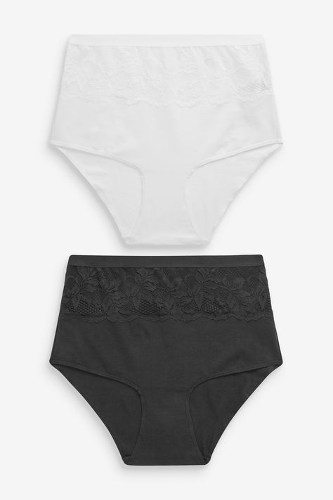 Our cotton-shaping knickers are designed in a high-rise fit to smooth the stomach and waist. This two-pack contains a black and white pair to suit all your favourite outfits. Machine washable. 2 x Knickers Main 90% Cotton, 10% Elastane. Lace 84% Nylon, 16% Elastane. Mesh 87% Nylon, 13% Elastane. Gusset 100% Cotton. Curve Jeans, Beachwear Skirt, Women's Shapewear, Denim Coat Jacket, Slim Fit Trousers, Black Suits, Long Sleeve Pyjamas, Tie Shoes, Workwear Dress