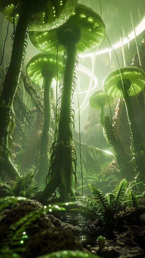 Common Mushrooms, Pandora World, Forest Resources, Alien Plants, Concept Models Architecture, Eco City, Landscape Concept, Alien Planet, Fantasy Forest