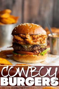 Cowboy Burger Recipe, Fancy Burger Recipes, Creative Burger Ideas, Cowboy Burgers, Beef Burger Recipes, Cowboy Burger, Gourmet Burgers Recipes, Burger Ideas, Delicious Burger Recipes