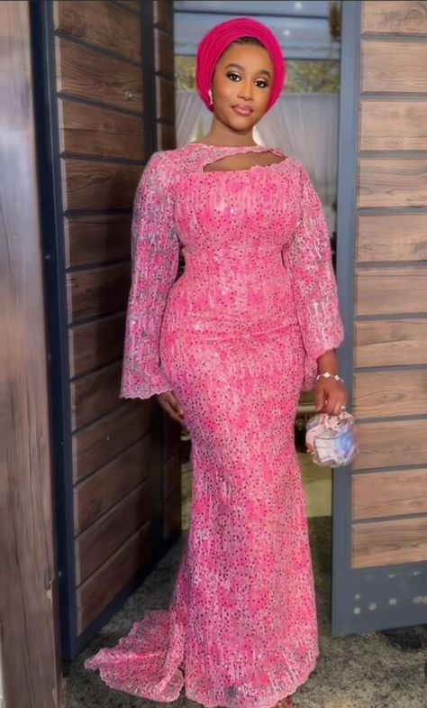 Beautiful and Elegant Asoebi Styles you will adore. Lace Asoebi Gown Styles, Modest Asoebi Lace Styles, Lace Gowns Nigerian Fashion, Nigerian Lace Styles For Wedding, Owambe Lace Styles, Elegant Asoebi Styles, Latest Lace Styles For Wedding, Lace Asoebi, Asoebi Lace Styles