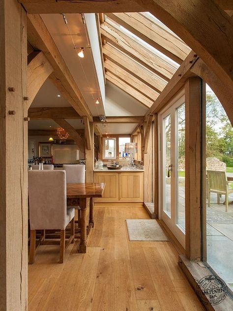 Should I Build a Timber Framed Home Extension? | L'Essenziale Timber Frame Extension, Cottage Extension, Cabin Room, Conservatory Kitchen, Room Country, Oak Frame House, Timber Frame House, Room Extensions, Glass Extension