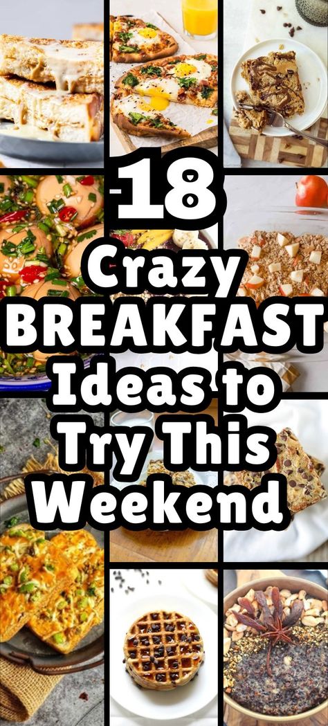 a collection of 18 breakfast ideas to try during weekends for your family, party etc. The image has a text overlay that represents these weekend breakfast recipes Tasty Breakfast Recipes Videos, Breakfast Ideas Creative, What’s For Breakfast, Airbnb Breakfast Ideas, Cozy Breakfast Recipes, Brunch Ideas For Two, Morning Brunch Ideas, Pitch In Ideas, Saturday Breakfast Ideas