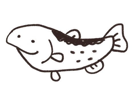 Silly Fish Drawings, Animal Embroidery Simple, Silly Fish, Fish Doodle, Fish Outline, Small Doodle, Fish Drawing, Goofy Drawing, Farm Art