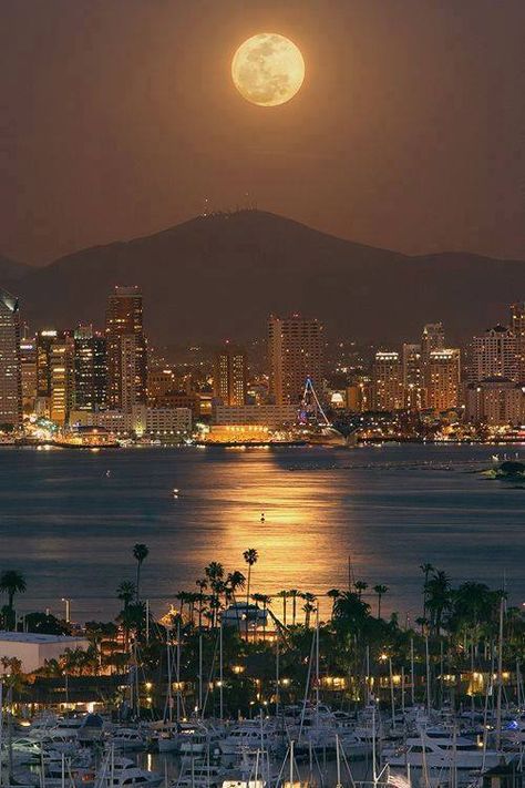 California Love, Beautiful Moon, California Dreamin', California Dreaming, San Diego California, California Travel, City Lights, Beautiful World, Full Moon