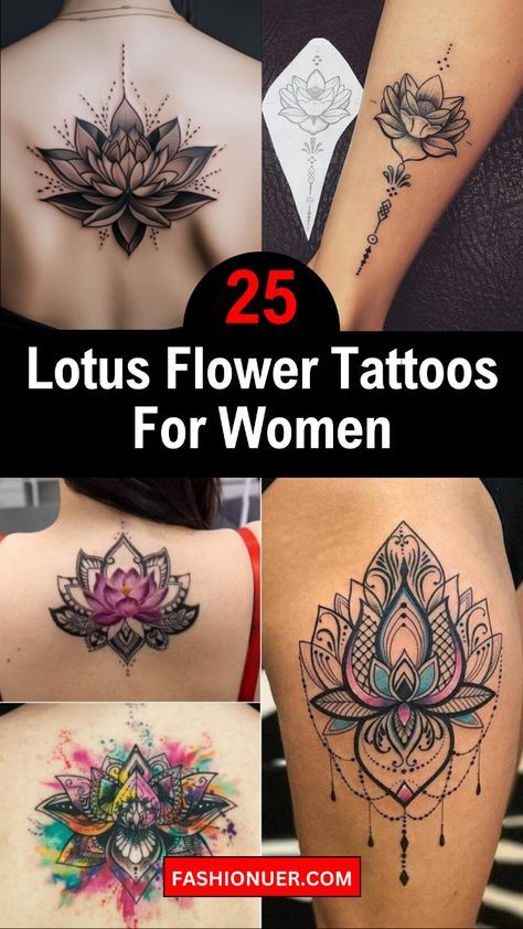 Explore 25 lotus flower tattoos for women for a stylish look! From delicate outlines to intricate designs, find inspiration for your next tattoo. #LotusTattoos #TattooIdeas #TattooInspiration #FlowerTattoos #InkArt #TattooDesigns #LotusArt #FeminineTattoos #BodyArt #TattooTrends #TattooLove #TattooedWomen #TattooGoals #TattooCommunity #TattooEnthusiast #TattooArtist #TattooDesignIdeas #LotusFlower #FlowerArt #LotusDesigns Pretty Lotus Tattoo, Black And White Lotus Flower Tattoo, Lotus Flower Tattoo Designs For Women, Lotus Butterfly Tattoo, Lotus Wrist Tattoo, Lotus Tattoos For Women, Shoulder Flower Tattoos For Women, Lotus Tattoo Ideas For Women, Lotus Flower Tattoo Wrist