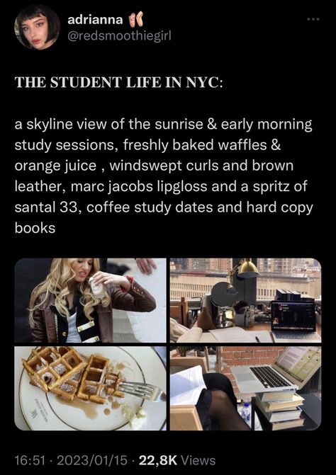 New York Study Aesthetic, Rich College Student Aesthetic, Arts Student Aesthetic, Aesthetic Student Life, Nyc Student Aesthetic, Studying In Nyc Aesthetic, New York Student Aesthetic, University Student Life Aesthetic, High Achiever Student Aesthetic