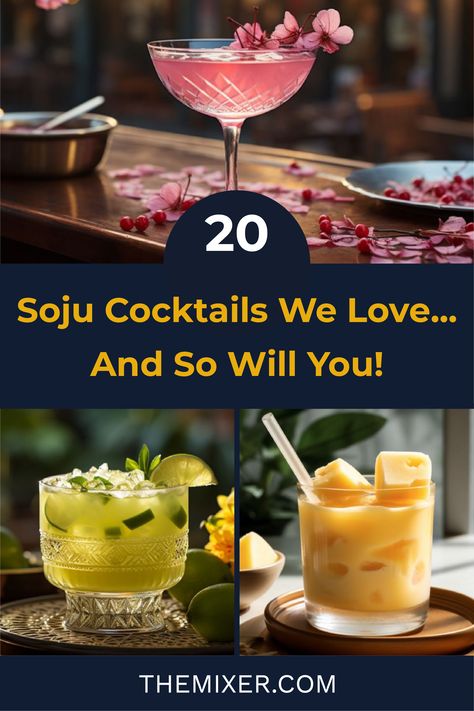 🇰🇷🍶 Soju is having a moment in the sun, and long may it last! We love using it as a cocktail base because of its neutral flavor profile. That’s mixologist speak for “you can mix this with everything and it’ll taste great!” Get ready to shake it up with fruit, herbs, beer, Jello and even yogurt! Soju Christmas Drink, Yogurt Soju Cocktail Recipes, Soju Cocktail Recipes Drinks, Soju Drinks Recipes, Soju Mixed Drinks, Yogurt Cocktail, Soju Recipe, Soju Cocktail Recipes, English Drinks