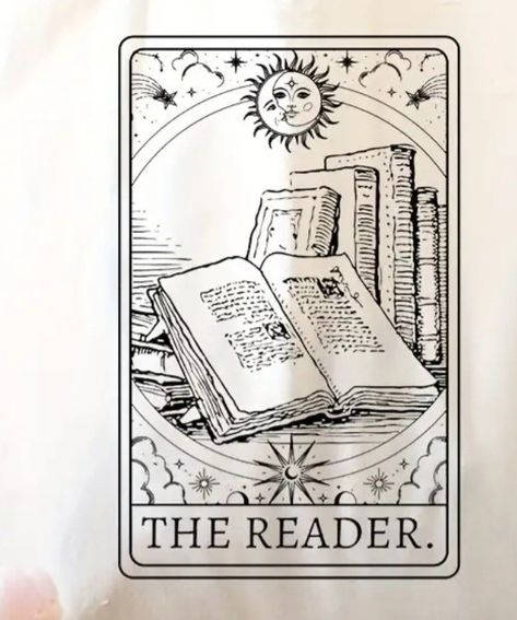 Vintage Book Tattoo Ideas, Banned Book Tattoo, Moon And Book Tattoo, The Reader Tattoo Tarot, A Reader Lives A Thousand Lives Tattoo, Book Mark Tattoo, Book Tarot Card Tattoo, Old School Book Tattoo, Book Reading Tattoo