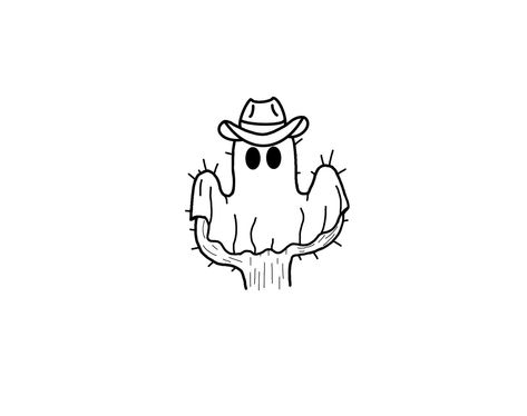 Yeehaw cactus ghost Ghost Cactus Tattoo, Western Ghost Tattoo, Western Halloween Tattoo, Ghost With Cowboy Hat Tattoo, Ghost Cowboy Tattoo, Cowboy Ghost Tattoo, Ghost Cactus, Western Skeleton, Cowboy Hat Tattoo