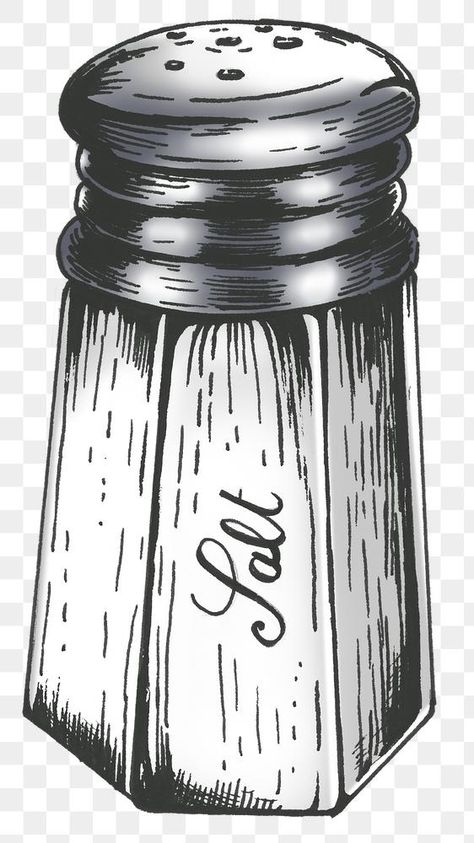 Salt Drawing, Light Bulb Sketch, Grandpa Tattoo, Black And White Png, Supernatural Tattoo, Drawing Png, Salt Shakers, White Png, Food Sketch