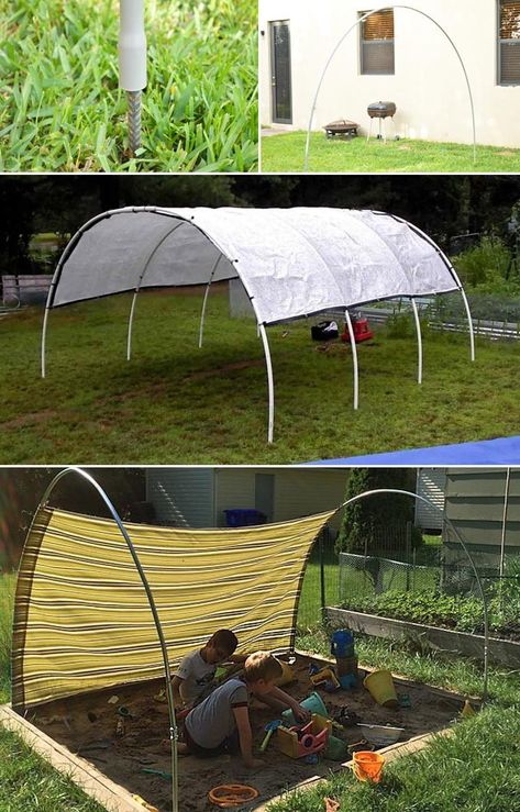 Diy Trampoline, Cozy Porch, Pvc Canopy, Backyard Garden Diy, Sail Canopies, Backyard Shade, Back Porch Ideas Covered Farmhouse, Summer Fun For Kids, Back Porch Ideas Decks