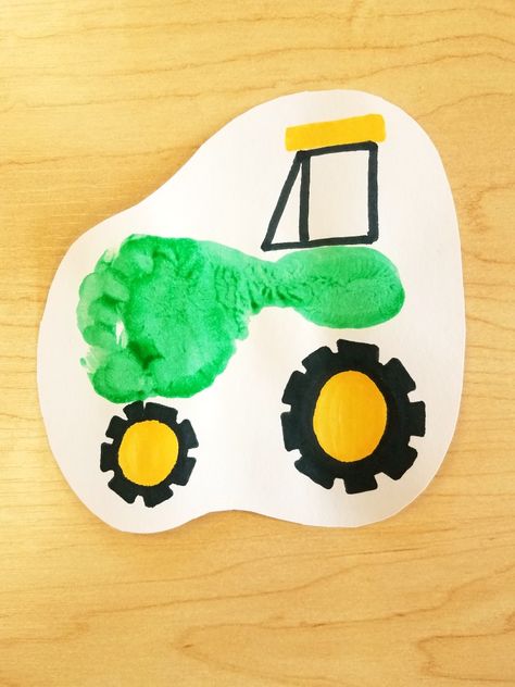 Infant Art Projects, Infant Projects, Tractor Crafts, Baby Footprint Crafts, Baby Art Crafts, Infant Art, Toddler Projects, Farm Theme Preschool, Infant Car Seats