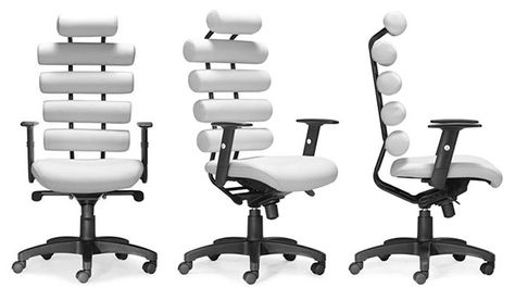 ZUO Modern Unico Office Chairs Futuristic Office, White Desk Chair, White Office Chair, Adjustable Office Chair, High Back Office Chair, Adjustable Chairs, Futuristic Furniture, Modern Office Chair, Back Office