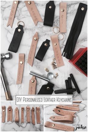 DIY Leather Keychain.  Simple DIY for leather working newbies. #blog #diy Diy Leather Keychain Template, Simple Leather Keychain, Easy Leather Keychain, Leather Keychain Ideas, Diy Leather Keychain, Leather Keychain Diy, Diy En Cuir, How To Make Leather, Personalized Keychains