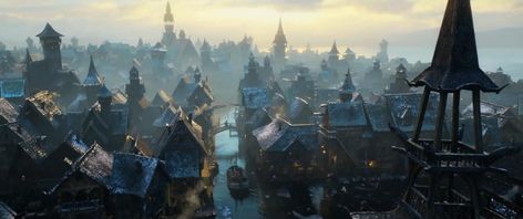 Lake town Hobbit Desolation Of Smaug, Lake Town, Alan Lee, John Howe, The Hobbit Movies, Desolation Of Smaug, Images Harry Potter, Fantasy City, High Fantasy