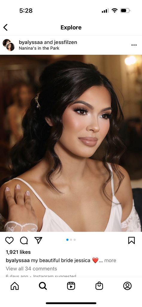 Lesdomakeup Wedding, Latina Glam Makeup, Wedding Makeup For Latinas, Wedding Bridesmaid Makeup Brown Eyes, Dark Hair Wedding Makeup, Bridal Makeup For Tan Skin Tones, Filipino Makeup Looks, Asian Bride Makeup, Latina Bridal Makeup