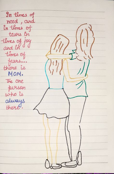 Mom Drawings From Daughter, Mother Daughter Easy Drawing, Mother And Daughter Aesthetic Drawing, Mom Daughter Sketch, Mother Daughter Drawing Sketches, Mother Daughter Painting Ideas Easy, Mother Daughter Painting Canvases, Mother Daughter Drawing Easy, Drawings For Mom From Daughter