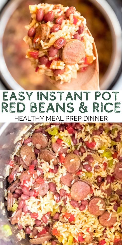 These Instant Pot Red Beans and Rice take a staple of Louisiana cuisine and turn it into a dish that will actually work on a busy schedule. Instead of taking hours to prepare, these Instant Pot Red Beans and Rice have just as much flavor while requiring minimal effort and only 30 minutes to prepare! Chicken Rice And Beans Instant Pot, Insta Pot Brown Rice, Instapot Red Beans And Rice Recipe, One Pot Pressure Cooker Meals, Instant Pot Recipes Beans, Red Beans And Rice Instant Pot, Instant Pot Red Beans And Rice, Jambalaya Instant Pot, Easy Instant Pot Recipes For Beginners