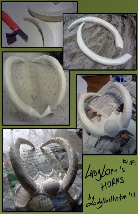 ladyLOKI's horns : WIP by LadyNorthstar Diy Loki Horns, Loki Horns, Sylvie Cosplay, Marvel Props, Paper Headpiece, Cosplay Foam, Diy Fantasia, Loki Costume, Loki Cosplay