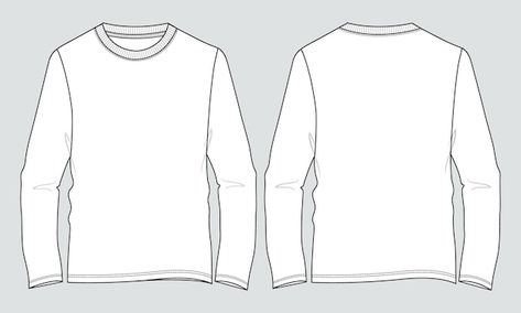 Long sleeve t shirt technical fashion fl... | Premium Vector #Freepik #vector #long-shirt #dress-shirt #shirt #sleeve Fashion Flat Sketch, T Shirt Sketch, Shirt Sketch, Flat Drawings, Illustration Template, Full Sleeve Tshirt, University Tshirt, Flat Sketches, Dress Flats