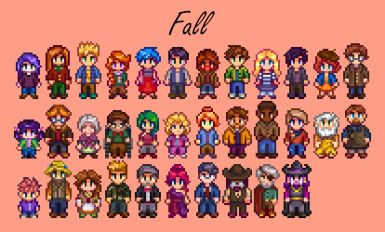 Seasonal Outfits - Slightly Cuter Aesthetic at Stardew Valley Nexus - Mods and community Stardew Valley Seasonal Outfits, Stardew Valley Mods Character, Feral Gremlin, Stardew Mods, Pixel Character, Stardew Valley Tips, Character Sprites, Stardew Valley Fanart, Seasonal Outfits