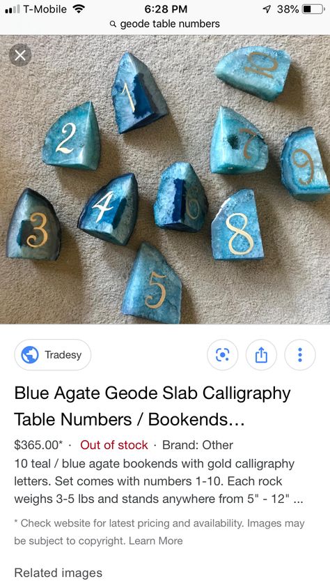 Geode Table, Calligraphy Table Numbers, Agate Bookends, Blue Geode, Gold Calligraphy, Calligraphy Letters, Agate Geode, Table Number, Blue Agate