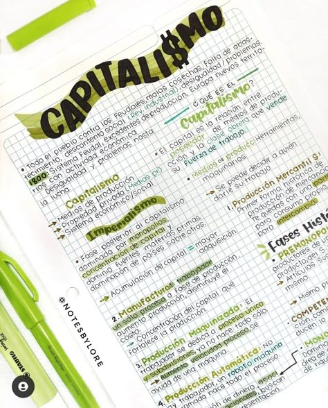 Apunte sobre el capitalismo, lettering. Creative Lettering, Bullet Journal School, Notes Inspiration, School Study Tips, Bullet Journal Doodles, Journal Doodles, School Notes, Study Motivation, Study Tips