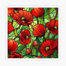 Stained Glass Poppy Merch & Gifts for Sale | Redbubble Stained Glass Poppy, Stained Glass Mirror, Stained Glass Effect, Glass Effect, Faux Stained Glass, Poppy Flower, Office Wall, Red Poppies, Stained Glass