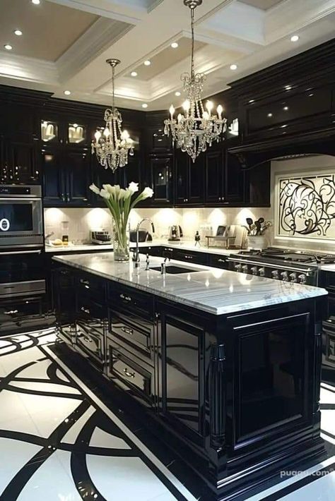 White Modern Kitchen Ideas, Black And White Kitchen, Dream Kitchens Design, Casa Vintage, Kitchen Farmhouse, Elegant Kitchens, White Modern Kitchen, Style Deco, Luxury Kitchen Design