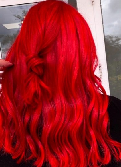 Hot Red Hair Color Ideas Fire Colored Hair, Bright Dyed Hair, Neon Red Hair Color, Red Hair Color Short, Vivid Red Hair Color, Bright Red Hair Ideas, Hot Red Hair Color, Red Fire Hair, Red Hair Color Bright