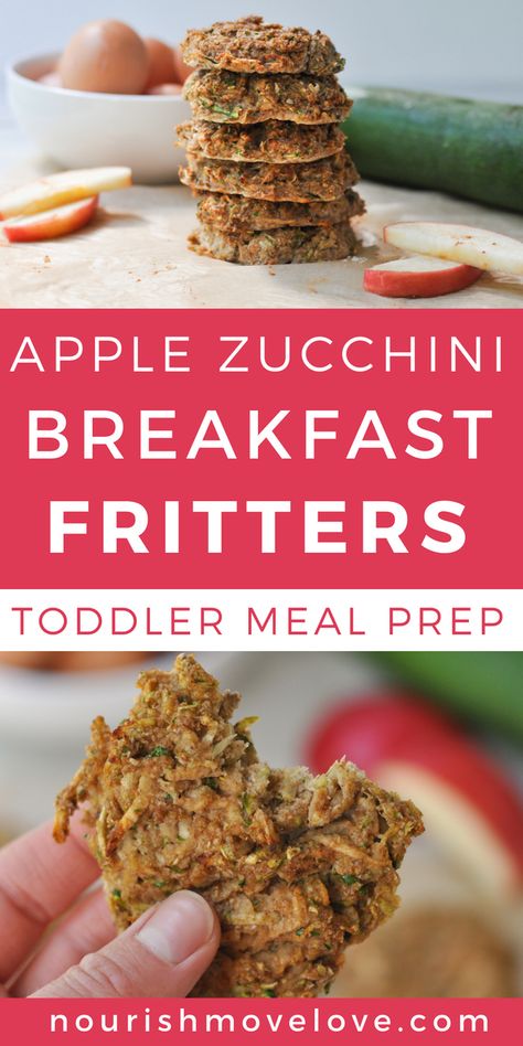 Apple Zucchini Breakfast Fritters Toddler Meal Prep Blw Breakfast Ideas Freezer, Nourish Move Love Recipes, Zucchini Recipes Toddler, Zucchini Baby Recipes, Apple Toddler Recipes, Zucchini Toddler Recipes, Toddler Zucchini Recipes, Toddler Breakfast Cookies, Toddler Breakfast Meal Prep