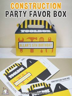 Toolbox Party Favor For a Construction Birthday. A FREE download for you to use at your child’s party. This toolbox is the perfect favor for kids and can be personalised with each child’s name. #construction #constructionparty #constructionpartyforkids #kidspartyideas #boypartytheme Construction Party Favors, Construction Invitations, Construction Theme Birthday Party, Construction Birthday Parties, Construction Theme, Party Box, Fiesta Baby Shower, Construction Party, Holiday Party Gift